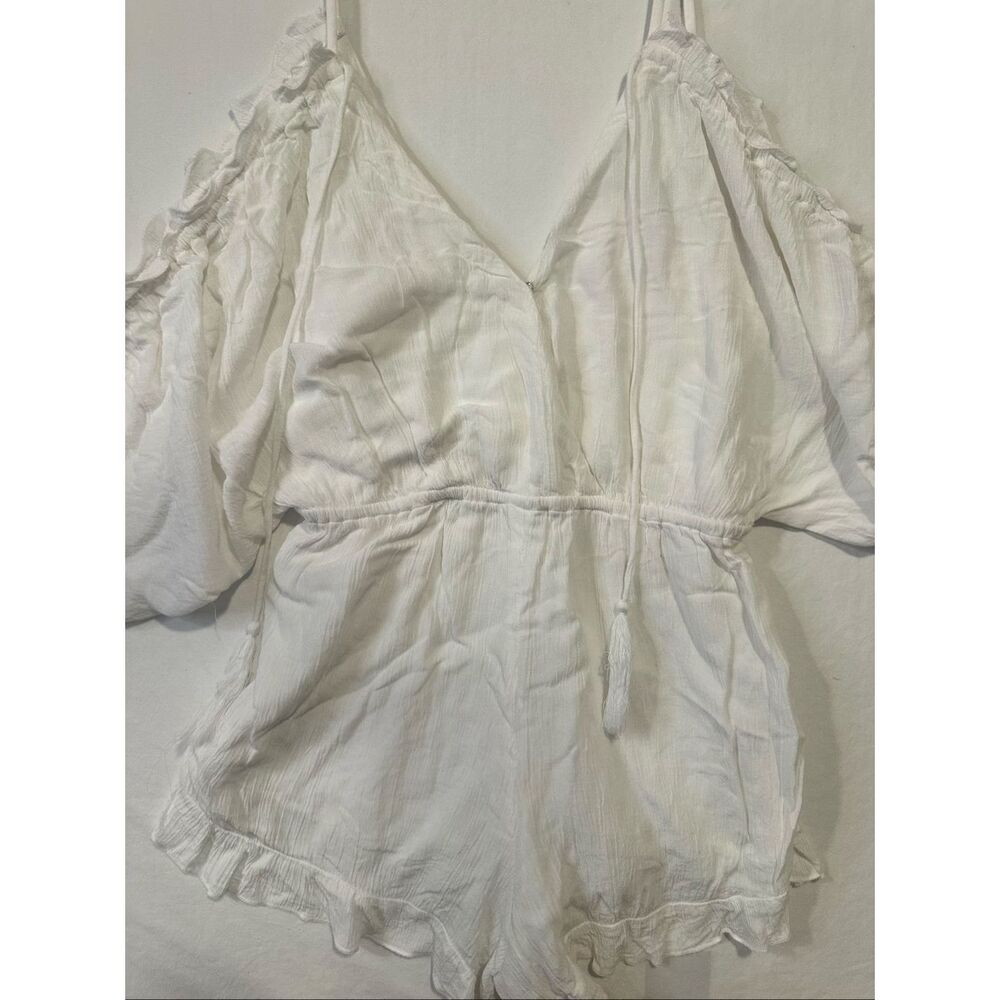 Lovers + Friends White Plunge Romper Open Back Revolve Size S - Picture 3 of 7